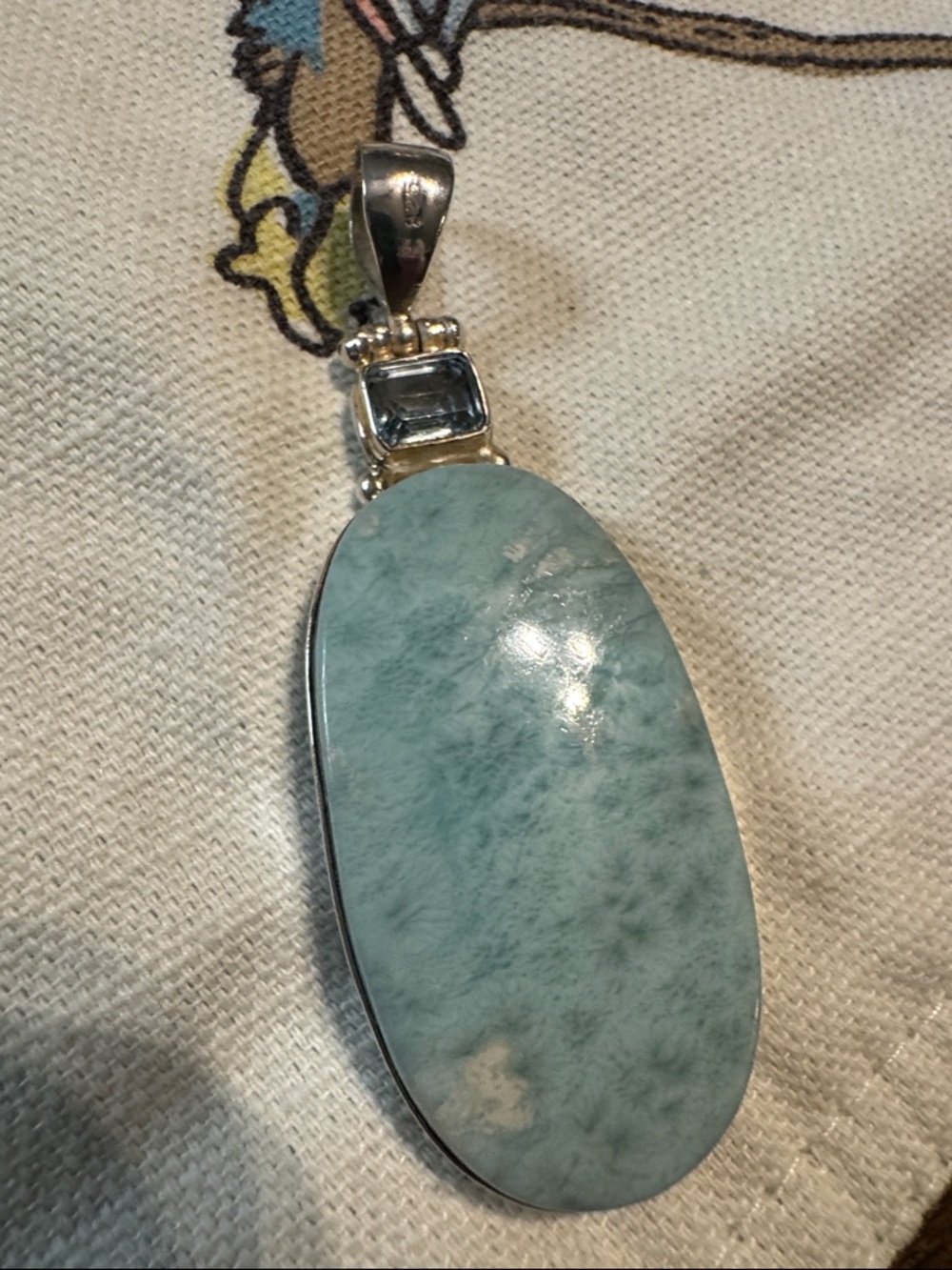 Laramar and Aqua Stone Pendant Necklace in sterling silver